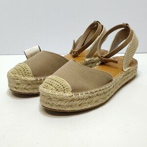 Time And Tru Platform Espadrilles Woven Ankle Strap Size 8.5 Adjustable Buckle